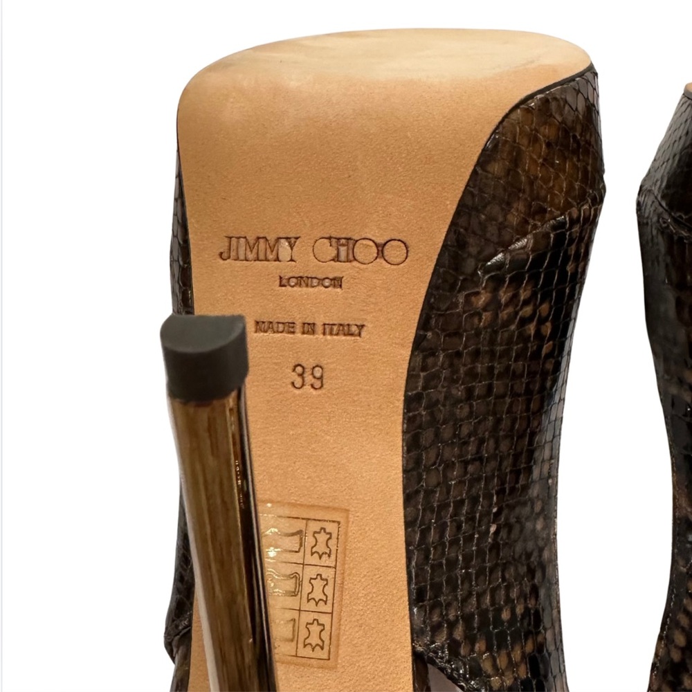 Perfect Condition Jimmy Choo Snakeskin Black/ Brown Slingback with Gold Heel. - Picture 5 of 7